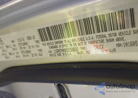 2016 Ram 1500 Laramie z USA, uszkodzony, nr VIN 1C6RR7NM9GS153693